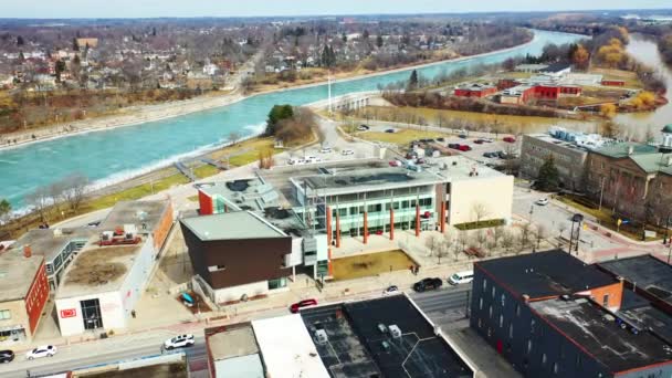 Welland Ontario Canada February 2022 Aerial View City Hall Welland — Stock Video