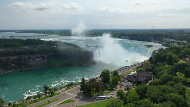 加拿大安大略省尼亚加拉瀑布 Niagara Falls 的马蹄瀑布全景 — 图库视频影像