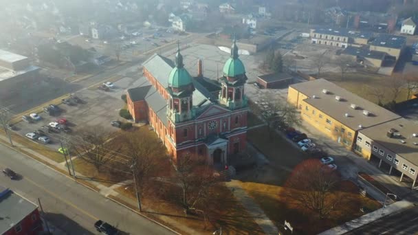 Чатем Онтарио Канада Июня 2022 Года Воздушное Увеличение Церкви Феофана — стоковое видео