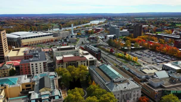 Aerial Cityscape Hartford Connecticut Stany Zjednoczone — Wideo stockowe