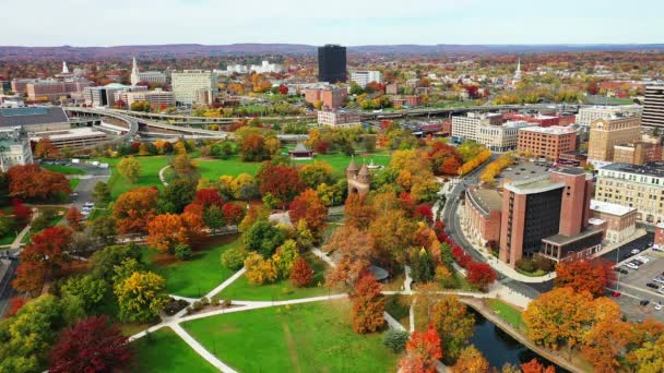 Aerial Downtown Hartford Connecticut Spojené Státy — Stock video