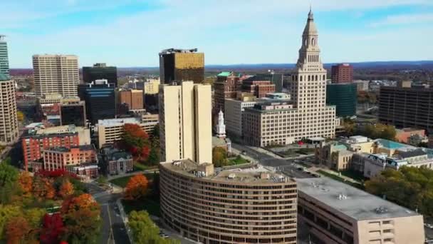 Aerial Hyperlapse Cityscape Hartford Connecticut Spojené Státy — Stock video