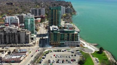 Kanada, Ontario, Burlington hava manzaralı güzel bir sabah 4K