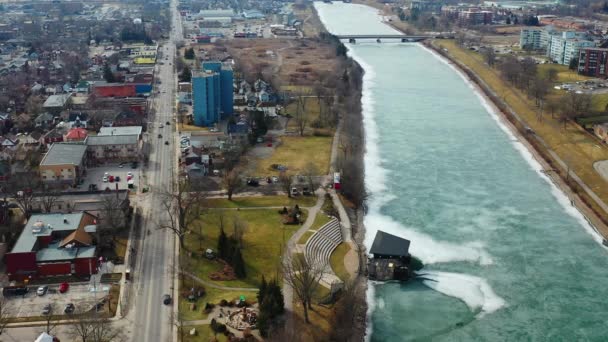 Kanal Dan Welland Ontario Kanada Nın Havadan Görüntüsü — Stok video