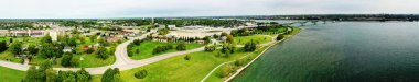 An aerial panorama of the waterfront at Fort Erie, Ontario, Canada clipart