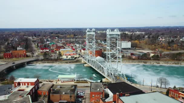 Aerial Welland Ontario Canada Welland Canal Bridge — Stok video