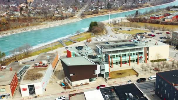 Welland Ontario Canada February 2022 Aerial Zoom City Hall Welland — Stok video