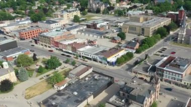 Aerial hyperlapse zoom of Woodstock, Ontario, Canada 4K