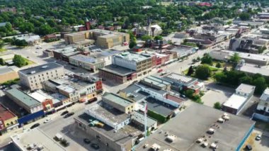Aerial hyperlapse of Woodstock, Ontario, Canada downtown 4K