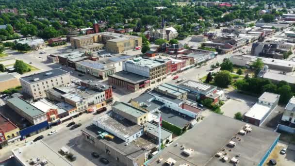 Aerial Hyperlapse Woodstock Ontario Canada Downtown — Vídeo de Stock