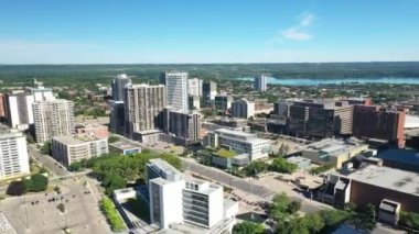 Aerial hyperlapse view of Hamilton, Ontario, Canada downtown 4K