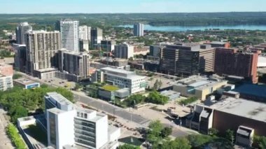 Aerial hyperlapse scene of Hamilton, Ontario, Canada downtown 4K