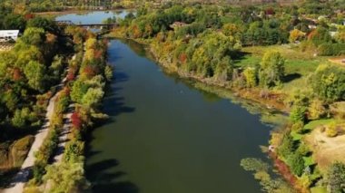 Aerial hyperlapse view of Waterford, Ontario, Canada in the fall 4K