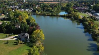 Aerial hyperlapse of Waterford, Ontario, Canada in the autumn 4K