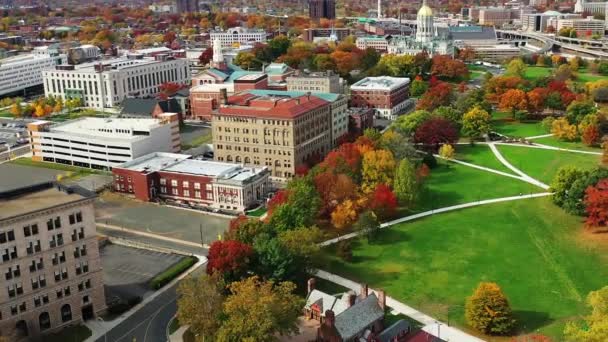 Aerial Cityscape Scene Hartford Connecticut United States — Wideo stockowe