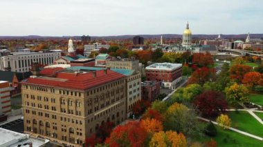Aerial view of Hartford, Connecticut, United States skyline 4K