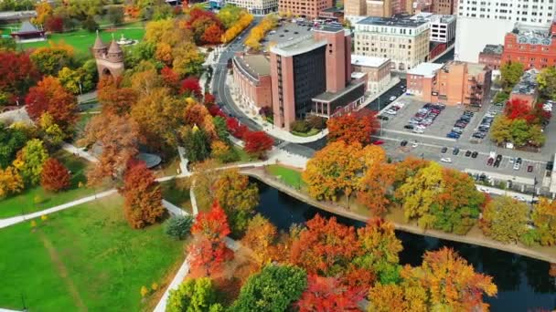 Aerial View Downtown Hartford Connecticut United States — Stockvideo