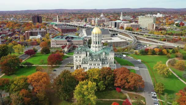Hartford Connecticut United States October 2022 Aerial Connecticut State Capitol — Wideo stockowe