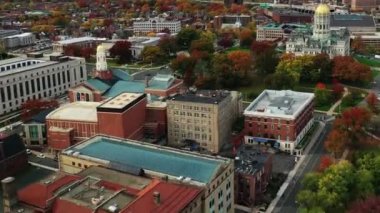 Aerial hyperlapse view of Hartford, Connecticut, United States skyline 4K