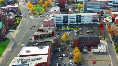 Aerial hyperlapse view of Hartford, Connecticut, United States in fall 4K