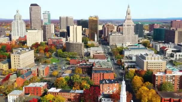 Aerial Hyperlapse View Hartford Connecticut United States Autumn — 비디오
