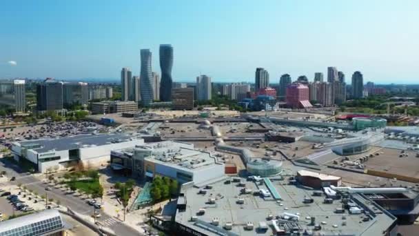 Mississauga Ontario Canada August 2022 Aerial Hyperlapse Absolute World Complex — 图库视频影像