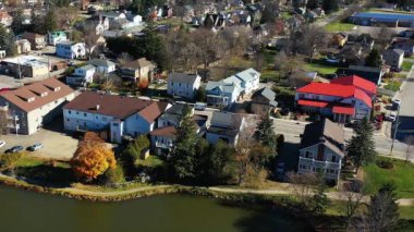 Aerial of Wellesley, Ontario, Canada on a fall day 4K