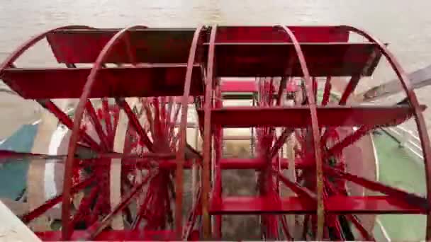 Paddlingshjul Rörelse Mississippifloden — Stockvideo