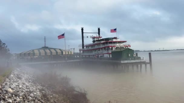New Orleans Louisiana United States February 2023 Riverboat Docked New — Stock Video