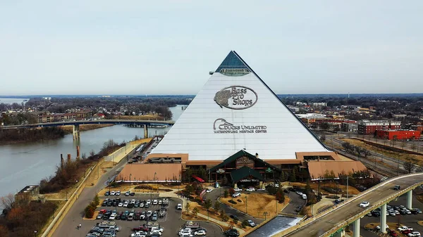Memphis Tennessee Estados Unidos Fevereiro 2023 Uma Visão Aérea Pirâmide — Fotografia de Stock