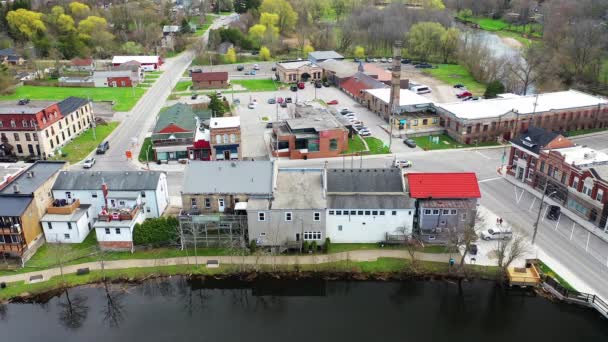 Luftaufnahme Der Innenstadt Von Ayr Ontario Kanada Frühjahr — Stockvideo