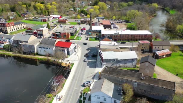 Luftaufnahme Der Innenstadt Von Ayr Ontario Kanada Frühjahr — Stockvideo