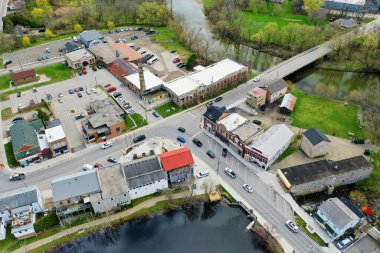 Ayr, Ontario, Kanada 'nın güzel bir sabahki hava sahnesi