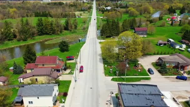 Luchtfoto Scene Van Drayton Ontario Canada Het Voorjaar — Stockvideo