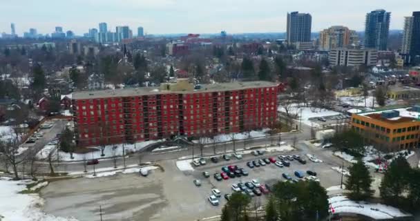 Aerial Hyperlapse View Downtown Waterloo Ontario Canada — Stock video