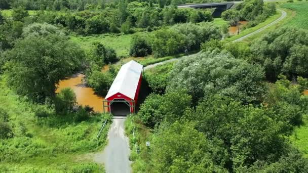 Quebec Kanada Daki Etienne Poirier Köprüsü Nün Havadan Görünüşü — Stok video