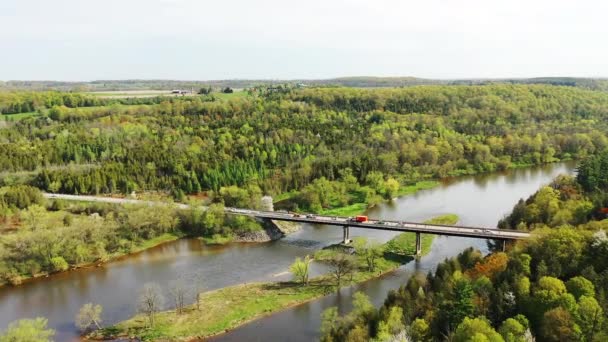 Aerial Grand River Glen Morris Ontario Kanada — Stock video