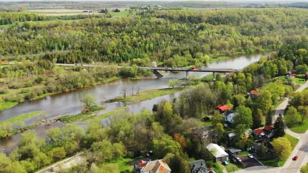 Luftaufnahme Des Grand River Bei Glen Morris Ontario Kanada — Stockvideo