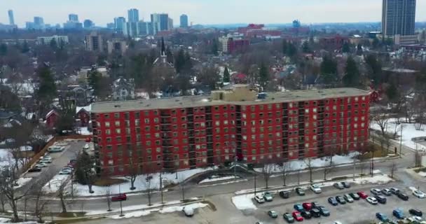 Aerial Hyperlapse Scene Downtown Waterloo Ontario Kanada — Wideo stockowe