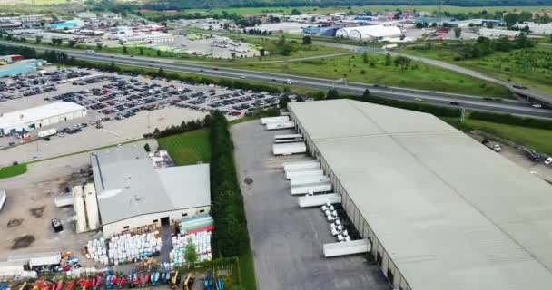 Ontario Kanada Lipca 2023 Aerial Hyperlapse Large Truck Stop Ontario — Wideo stockowe