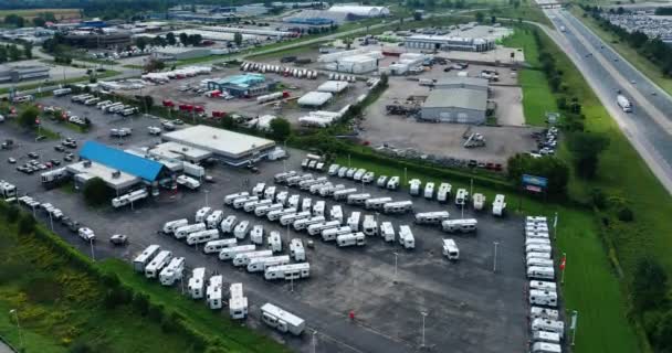 Ontario Canada May 2023 Aerial Hyperlapse Large Truck Stop Ontario — Stock Video