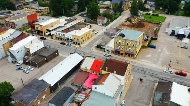 Exeter, Ontario, Kanada 'nın sabah hava görüntüsü