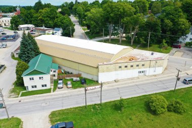 An aerial of arena in Wingham, Ontario, Canada, editorial clipart