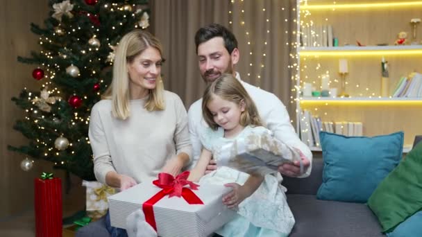 Famiglia Allegra Saluto Altro Regali Vigilia Natale Vacanze Anno Nuovo — Video Stock