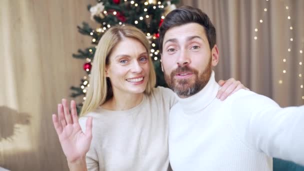 Pasangan Suami Istri Pov Pasangan Suami Istri Mengucapkan Selamat Tahun — Stok Video