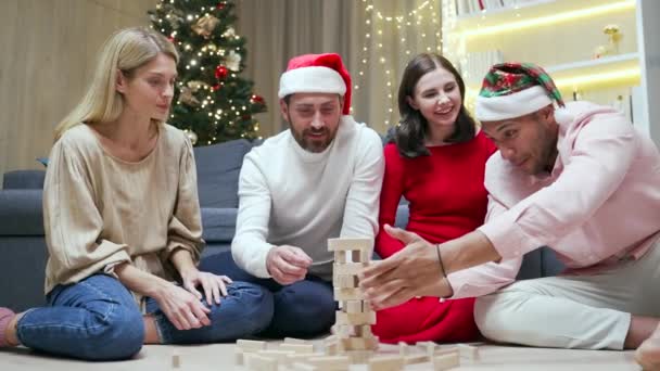 Young People Spend Leisure Time Together Christmas Holidays New Year — Stock Video