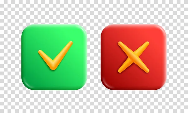 Accept Reject Vector Render Buttons Tick Check Cross Marks App — Image vectorielle