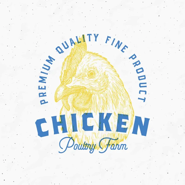Risograph Style Chicken Meat Products Farm Retro Rozet Logo Şablonu — Stok Vektör