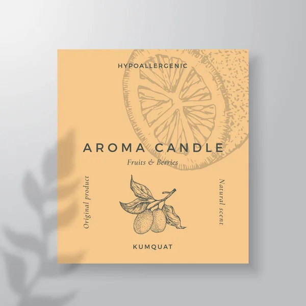 Etikettenschablone Für Aroma Kerzen Kumquat Duft Von Lokalen Lieferanten Werbedesign — Stockvektor
