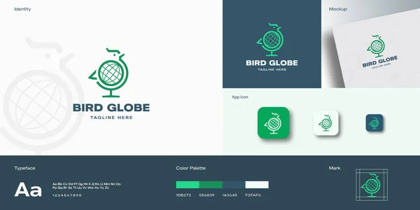 Plantilla Logotipo Símbolo Signo Abstracto Bird Globe Icono Del Globo — Archivo Imágenes Vectoriales